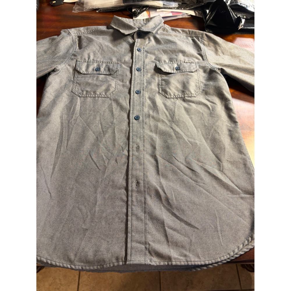 Eddie Bauer Mens Medium Blue Twill Long Sleeve Button Down Work Shirt Pockets